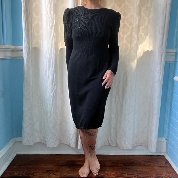 pat sandler for wellmore vintage 1970s midi sweater dress size 4 - Picture 2 of 8